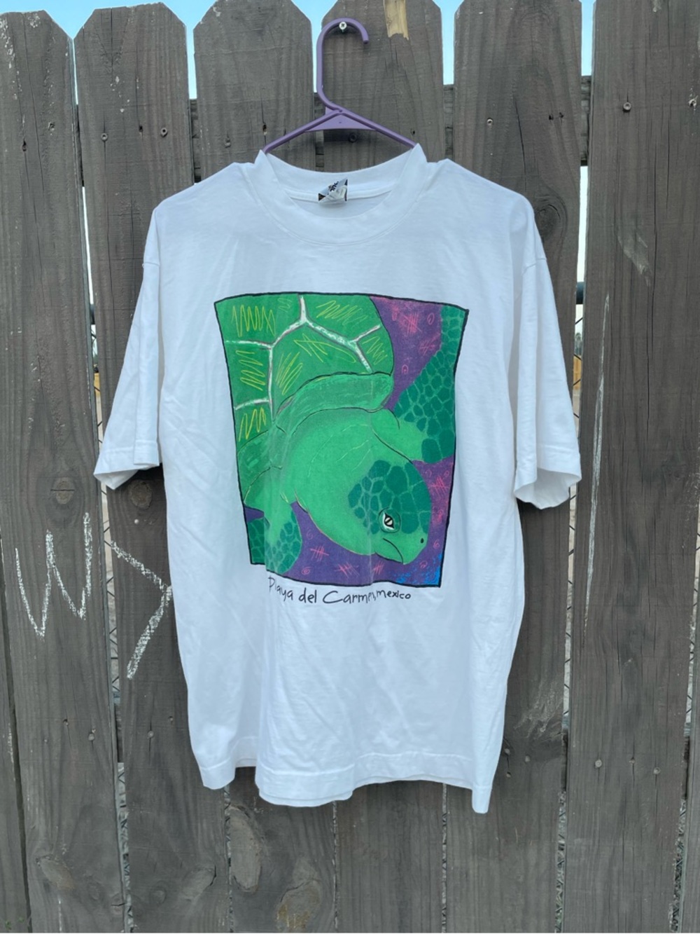 Vintage 90s Playa del Carmen Mexico Green Sea Turtle Graphic unisex tee